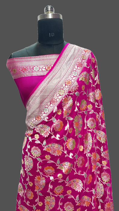 Pure Banarasi handloom khaddi georgutte saree