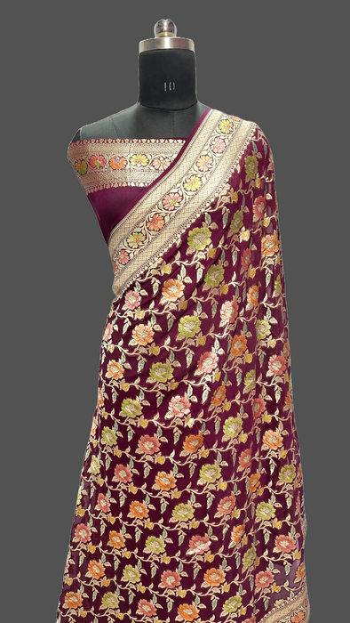 Banarasi handloom khaddi georgutte saree