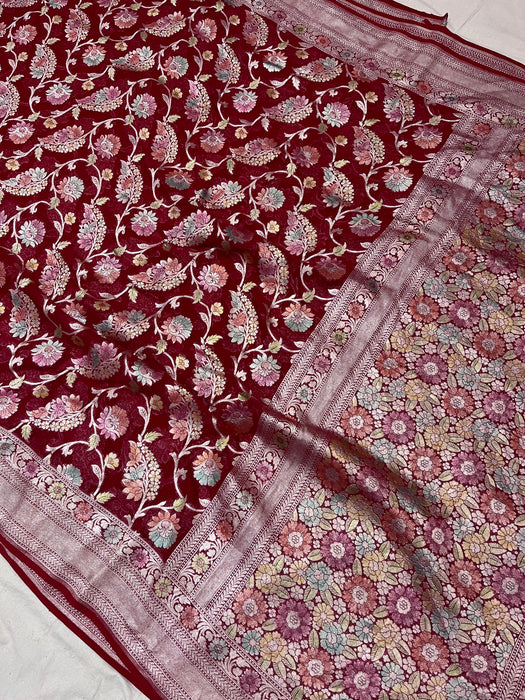 Banarasi handloom khaddi georgutte saree