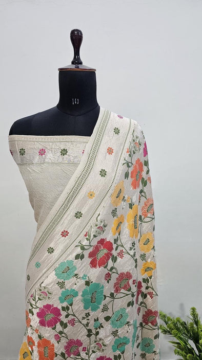 Pure banarasi khaddi tassar georgutte saree