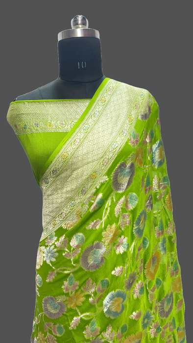 Pure Banarasi handloom khaddi georgutte saree