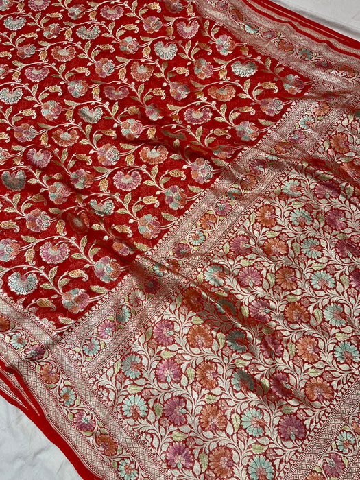 Pure Banarasi handloom khaddi georgutte saree