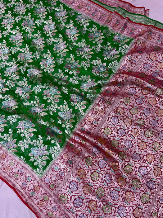 Pure Banarasi handloom khaddi georgutte saree