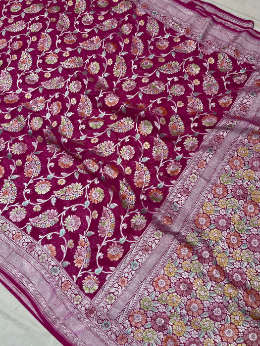 Pure Banarasi handloom khaddi georgutte saree