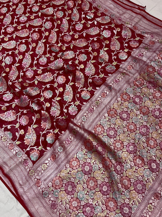 Banarasi handloom khaddi georgutte saree