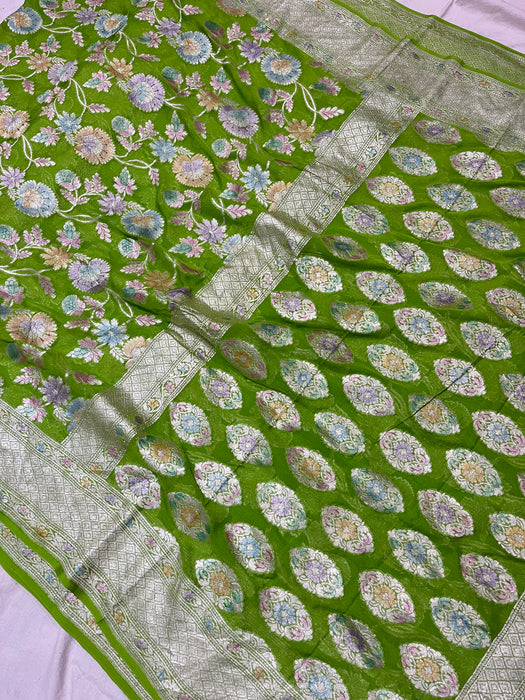 Pure Banarasi handloom khaddi georgutte saree