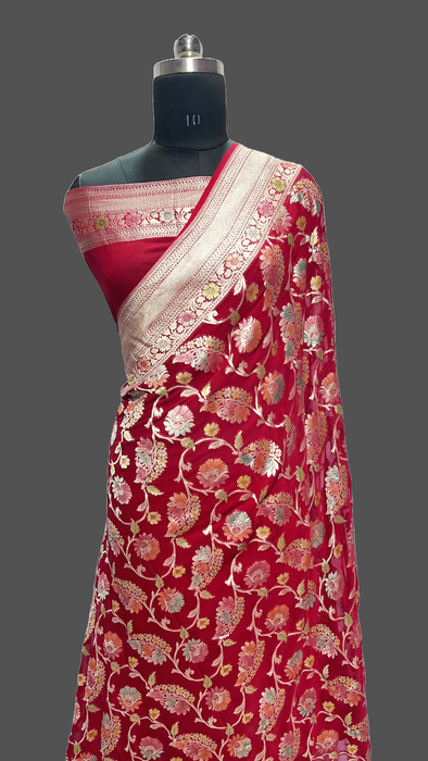 Banarasi handloom khaddi georgutte saree