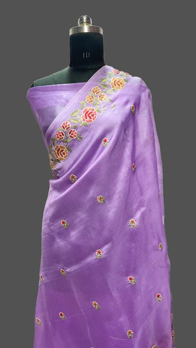 Pure Banarasi kora organza embroidery saree