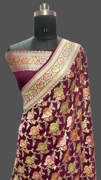 Banarasi handloom khaddi georgutte saree