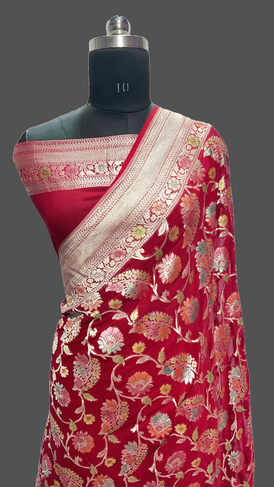 Banarasi handloom khaddi georgutte saree