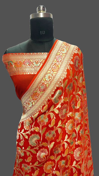 Pure Banarasi handloom khaddi georgutte saree