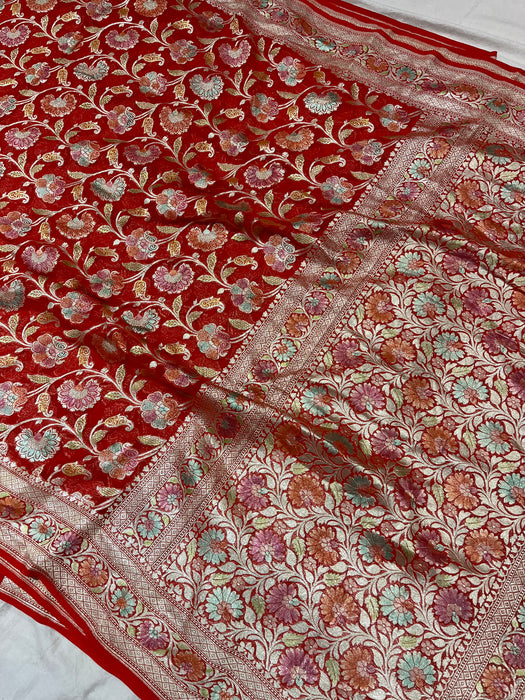 Pure Banarasi handloom khaddi georgutte saree