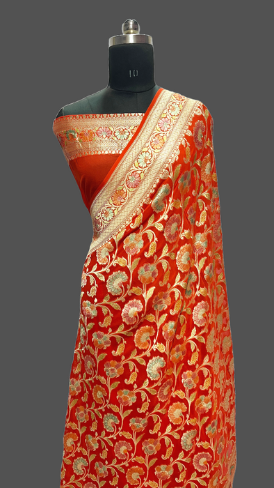 Pure Banarasi handloom khaddi georgutte saree