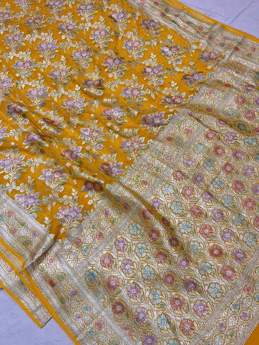 Pure Banarasi handloom khaddi georgutte saree