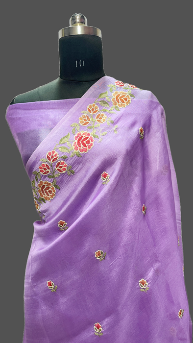 Pure Banarasi kora organza embroidery saree