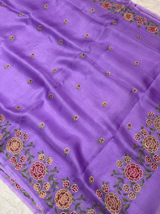 Pure Banarasi kora organza embroidery saree