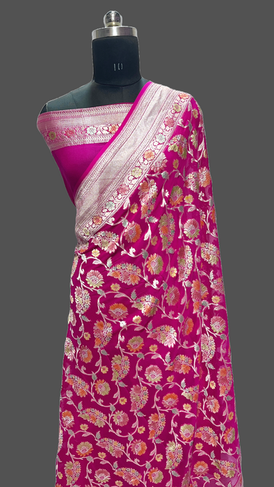 Pure Banarasi handloom khaddi georgutte saree