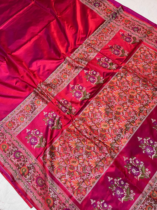 Pure Banarasi hand woven walkalam silk saree