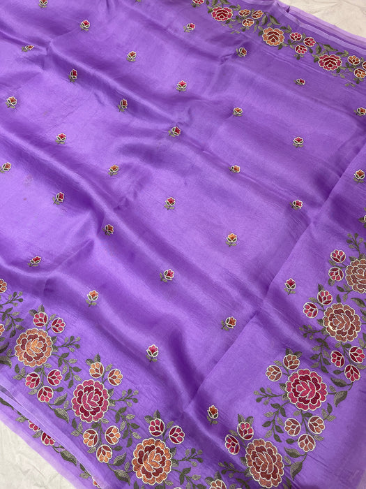 Pure Banarasi kora organza embroidery saree