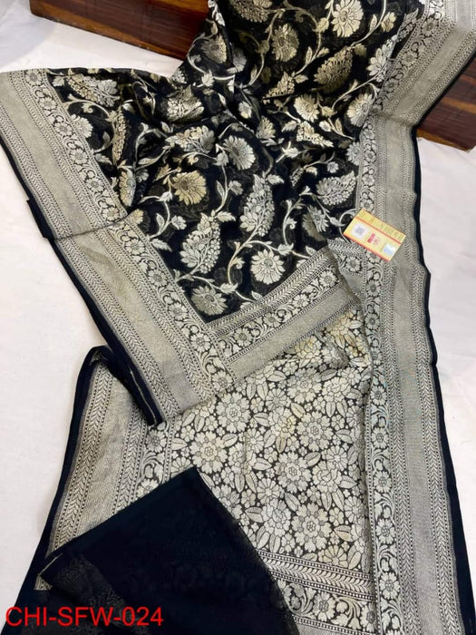 PURE BANARASI KHADDI GEORGUTTE SAREE