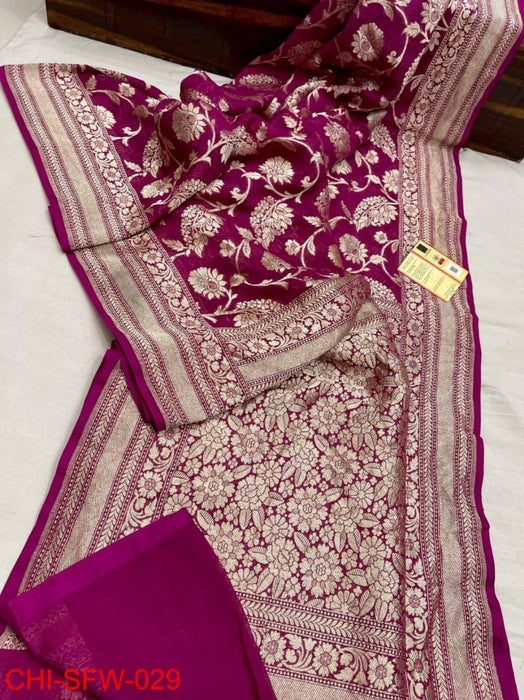 PURE BANARASI HANDLOOM KHADDI GEORGUTTE SAREE