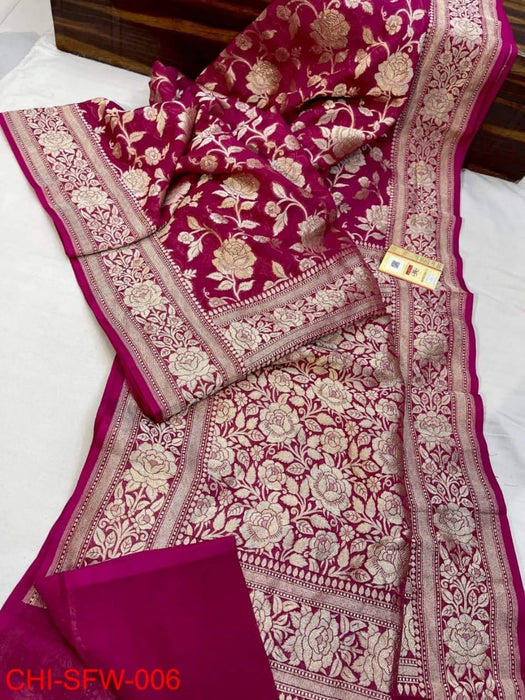 PURE BANARASI HANDLOOM KHADDI GEORGUTTE SAREE