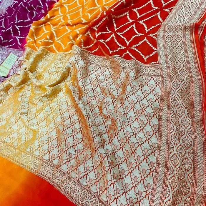 PURE BANARASI HANDLOOM KHADDI GEORGUTTE SAREE