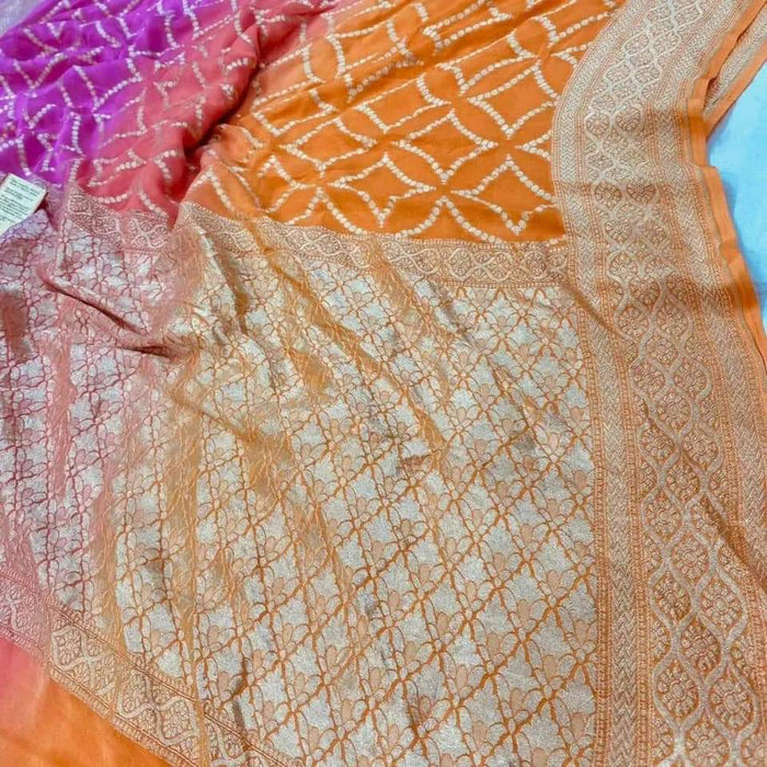 PURE BANARASI HANDLOOM KHADDI GEORGUTTE SAREE