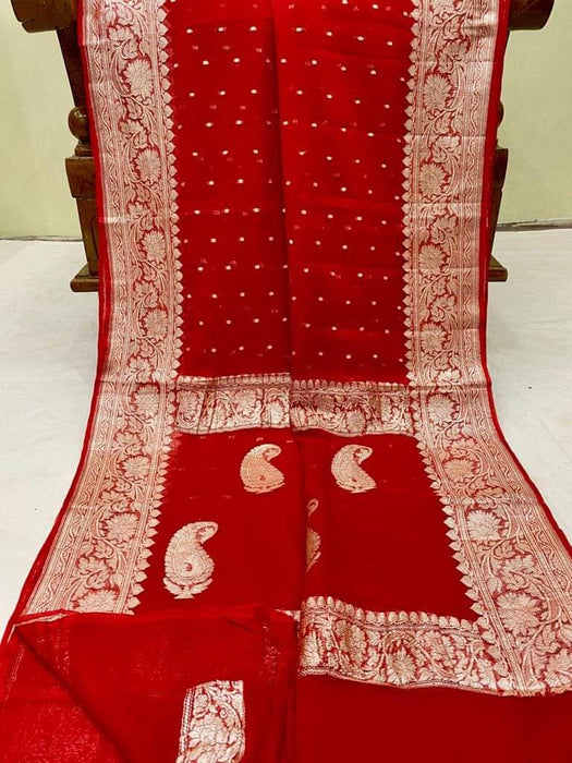 PURE BANARASI HANDLOOM KHADDI GEORGUTTE SAREE