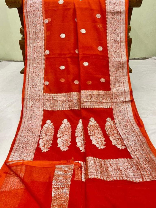 PURE BANARASI HANDLOOM KHADDI GEORGUTTE SAREE