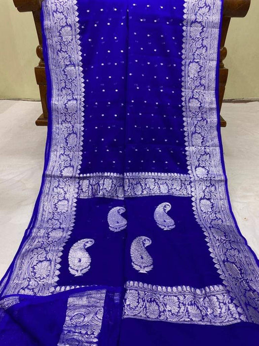 PURE BANARASI HANDLOOM KHADDI GEORGUTTE SAREE