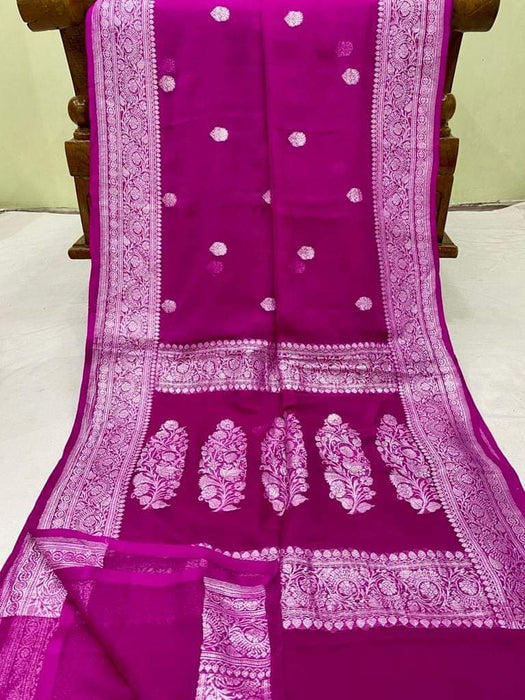 PURE BANARASI HANDLOOM KHADDI GEORGUTTE SAREE