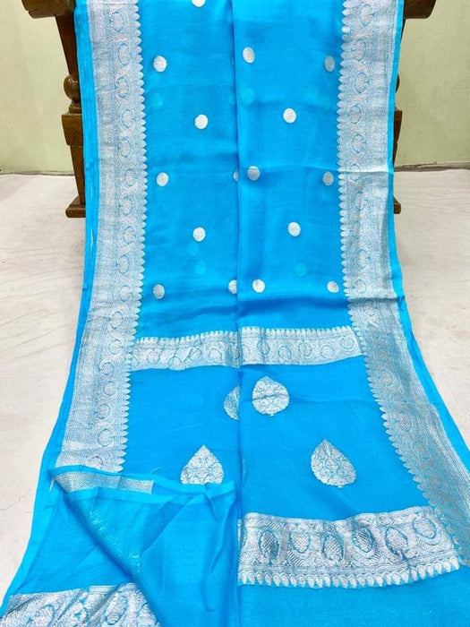 PURE BANARASI HANDLOOM KHADDI GEORGUTTE SAREE