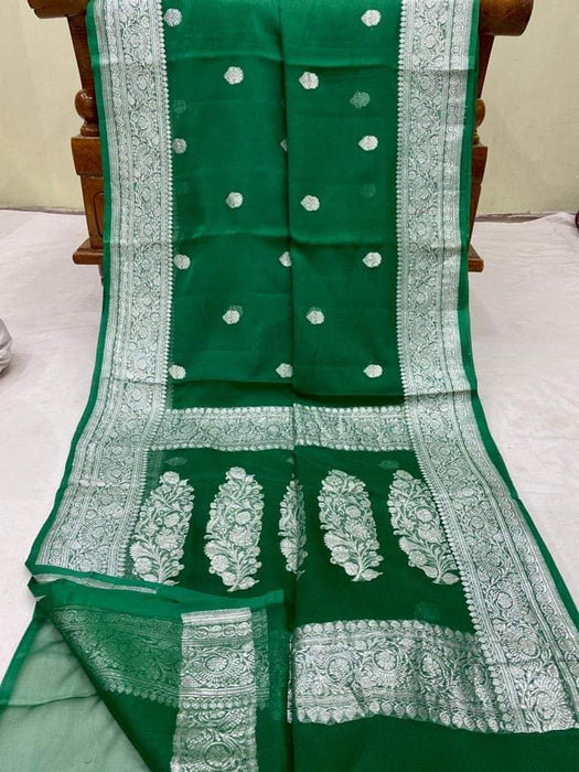 PURE BANARASI HANDLOOM KHADDI GEORGUTTE SAREE