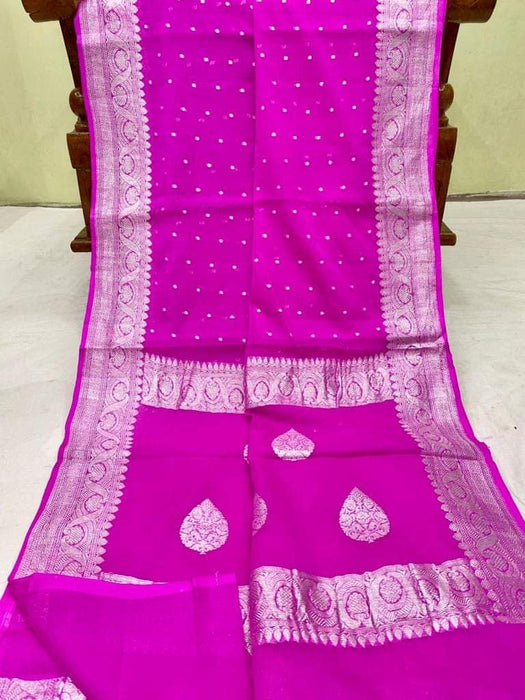 PURE BANARASI HANDLOOM KHADDI GEORGUTTE SAREE