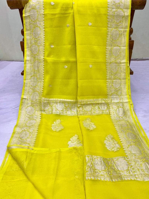 PURE BANARASI HANDLOOM KHADDI GEORGUTTE SAREE