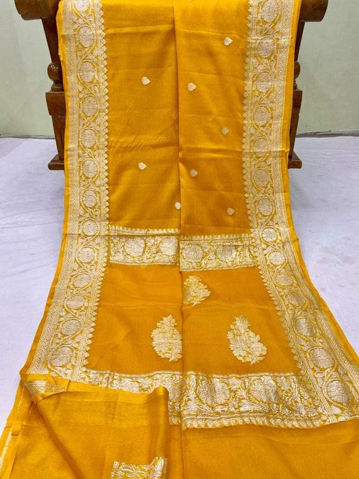 PURE BANARASI HANDLOOM KHADDI GOERGUTTE SAREE