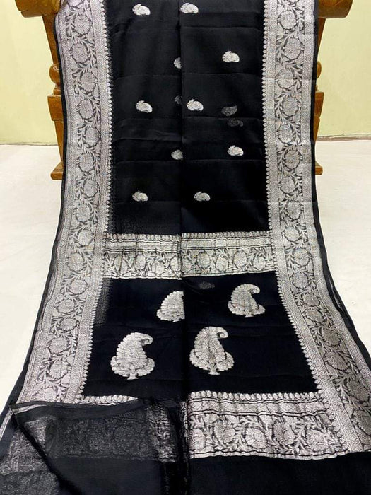 PURE BANARASI HANDLOOM KHADDI GEORGUTTE SAREE