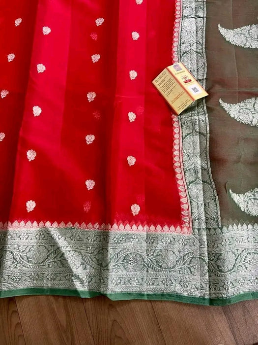 PURE BANARASI HANDLOOM KHADDI GEORGUTTE SAREE