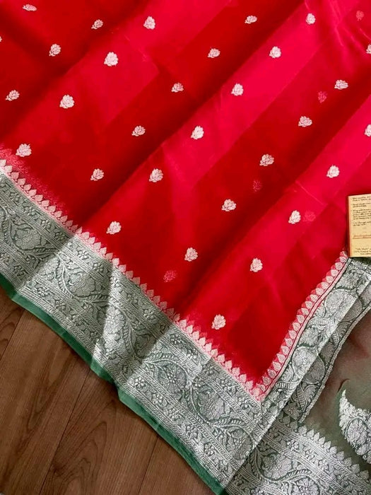 PURE BANARASI HANDLOOM KHADDI GEORGUTTE SAREE