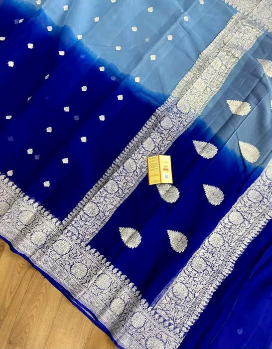 PURE BANARASI HANDLOOM KHADDI GEORGUTTE SAREE