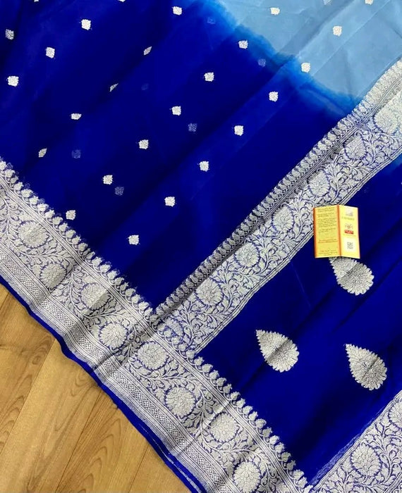 PURE BANARASI HANDLOOM KHADDI GEORGUTTE SAREE