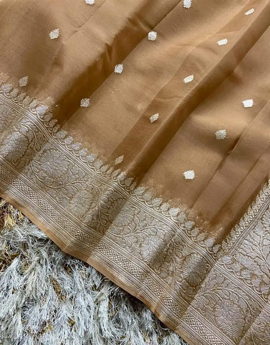 PURE BANARASI HANDLOOM KHADDI GEORGUTTE SAREE