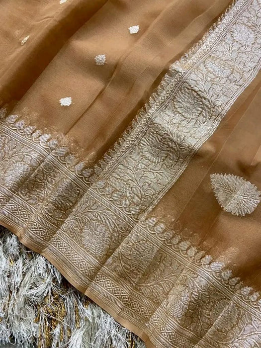 PURE BANARASI HANDLOOM KHADDI GEORGUTTE SAREE