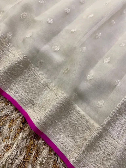 PURE BANARASI HANDLOOM KHADDI GEORGUTTE SAREE