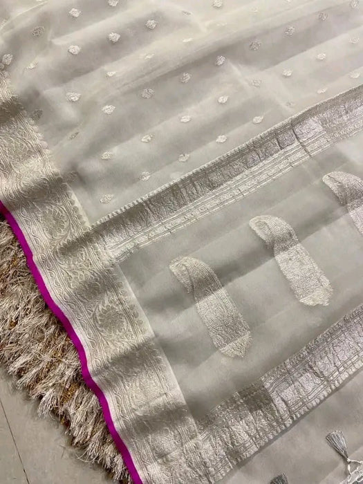 PURE BANARASI HANDLOOM KHADDI GEORGUTTE SAREE