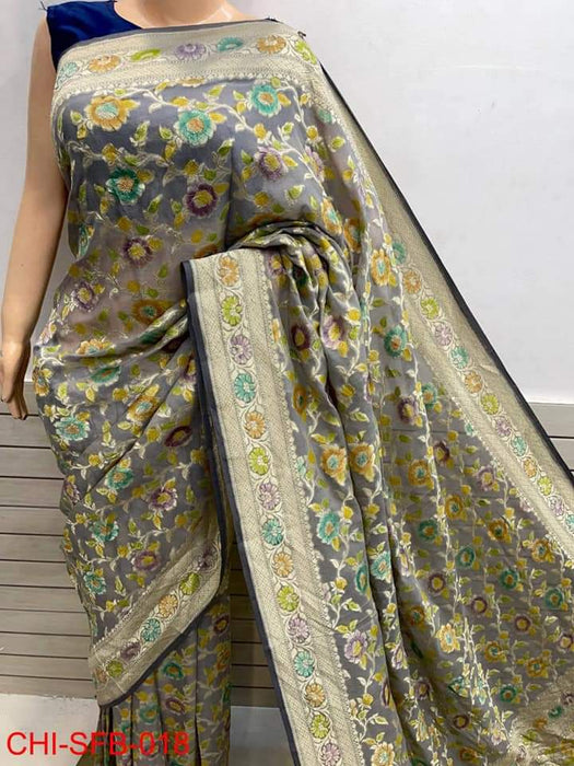 PURE BANARASI HANDLOOM KHADDI GEORGUTTE SAREE