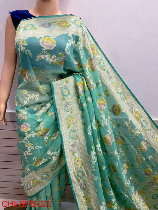 PURE BANARASI HANDLOOM KHADDI GEORGUTTE SAREE