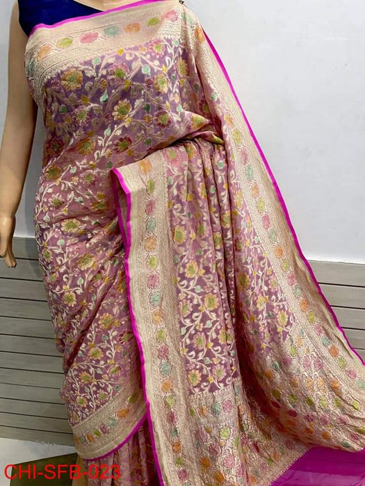 PURE BANARASI HANDLOOM KHADDI GEORGUTTE SAREE