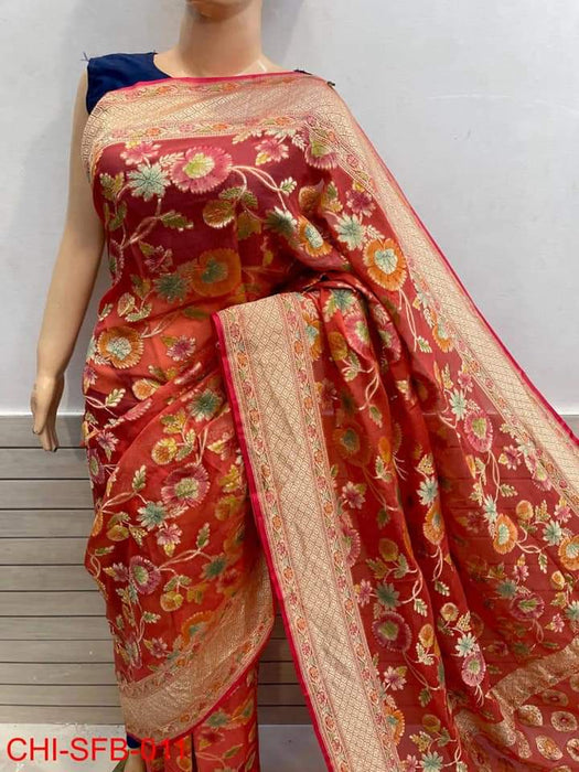 PURE BANARASI HANDLOOM KHADDI GEORGUTTE SAREE